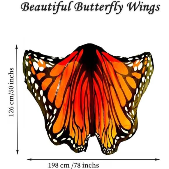 Halloween Butterfly Wings Costume for Womens, Moth Wings Butterfly Cape Adult - Picture 3 of 8